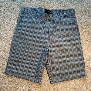 Mens Hurley Shorts Sz 32 Gray Plaid